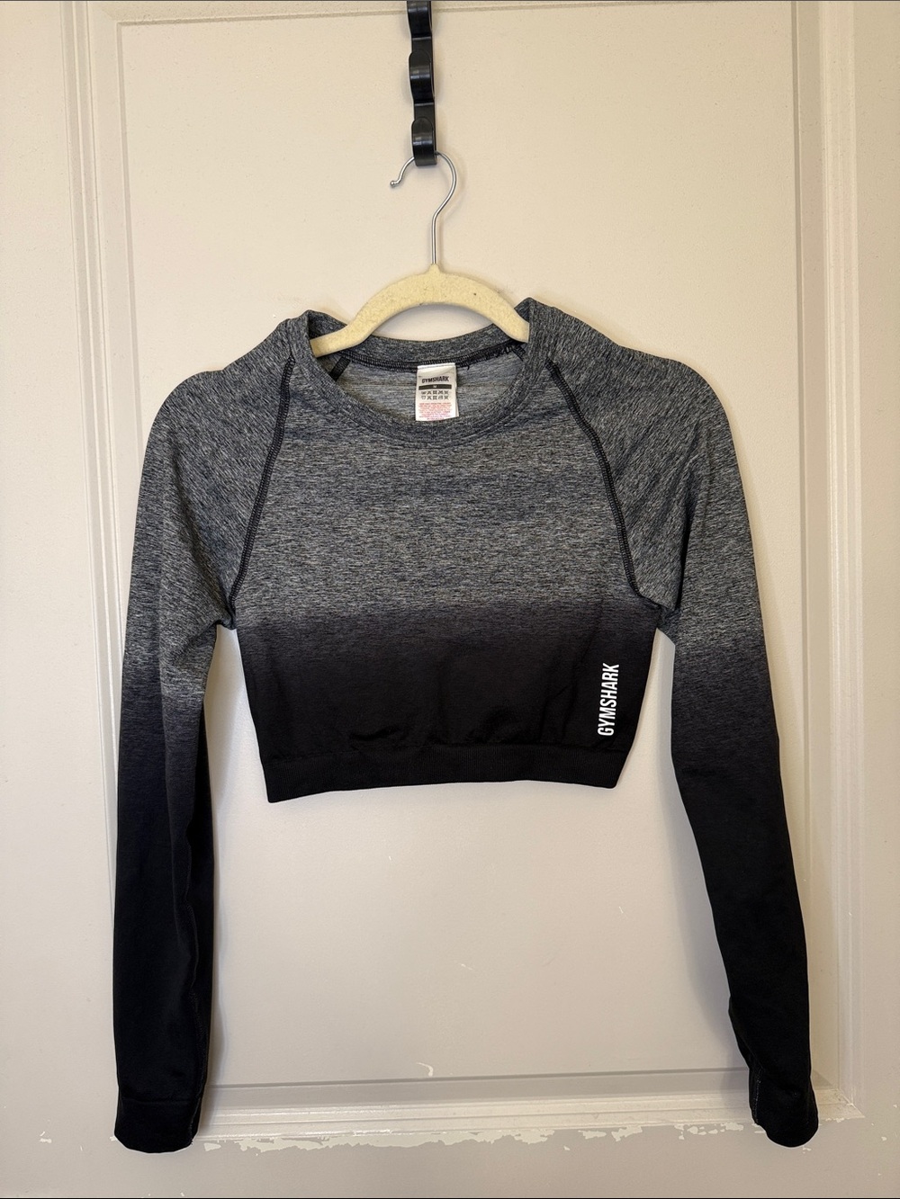 Gymshark Gray-to-Black Ombre Long Sleeve Crop Top